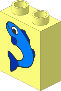 Duplo Brick  1 x  2 x  2 with Fish Small Pattern