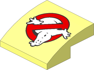 Slope Brick Curved  2 x  2 x  0.667 with Ghostbusters Logo Pattern