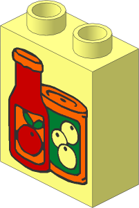 Duplo Brick  1 x  2 x  2 with Fruit Juice Containers Pattern