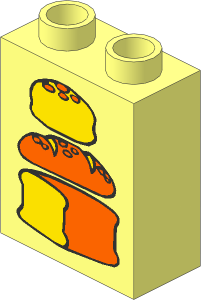Duplo Brick  1 x  2 x  2 with Three Bread Loaves, Middle Loaf Dark Pattern