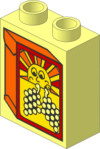 Duplo Brick  1 x  2 x  2 with Box with Sun and Grapes Pattern