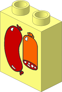 Duplo Brick  1 x  2 x  2 with Sausages Pattern