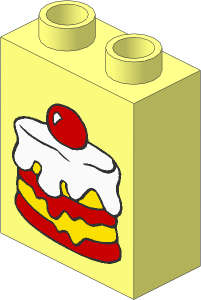 Duplo Brick  1 x  2 x  2 with Cake Topped with Cherry Pattern