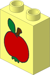 Duplo Brick  1 x  2 x  2 with Apple Pattern
