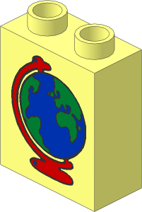 Duplo Brick  1 x  2 x  2 with Globe Pattern