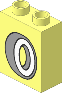 Duplo Brick  1 x  2 x  2 with Light Grey Whitewall Tyre Pattern