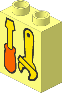 Duplo Brick  1 x  2 x  2 with Screwdriver and Wrench Pattern