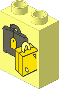 Duplo Brick  1 x  2 x  2 with Suitcases Yellow and Dark Grey Pattern