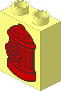 Duplo Brick  1 x  2 x  2 with Red Fire Hydrant Pattern