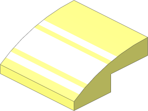 Slope Brick Curved  2 x  2 x  0.667 with White Racing Stripes Pattern
