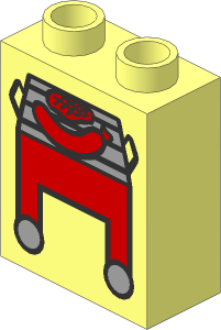 Duplo Brick  1 x  2 x  2 with Red Grill and Hot Dog Pattern