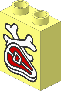 Duplo Brick  1 x  2 x  2 with Steak and Bones Pattern
