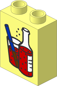 Duplo Brick  1 x  2 x  2 with Red Mixed Drinks Pattern