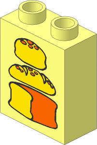 Duplo Brick  1 x  2 x  2 with Three Bread Loaves, Middle Loaf Light Pattern
