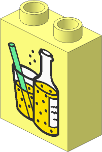 Duplo Brick  1 x  2 x  2 with Yellow Mixed Drinks Pattern
