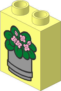 Duplo Brick  1 x  2 x  2 with Potted Plant Pattern