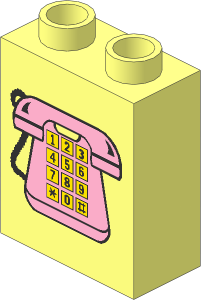 Duplo Brick  1 x  2 x  2 with Pink Telephone Pattern