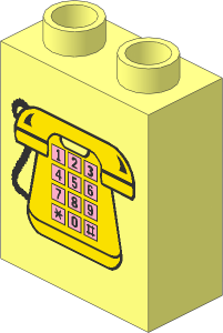 Duplo Brick  1 x  2 x  2 with Yellow Telephone Pattern