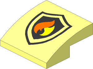 Slope Brick Curved  2 x  2 x  0.667 with Fire Logo Pattern