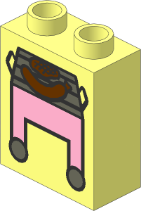 Duplo Brick  1 x  2 x  2 with Pink Grill and Hot Dog Pattern