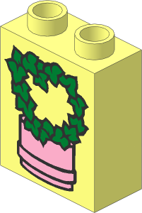 Duplo Brick  1 x  2 x  2 with Pot and Vine Pattern