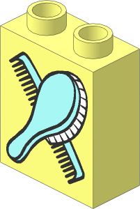 Duplo Brick  1 x  2 x  2 with Comb and Brush Pattern