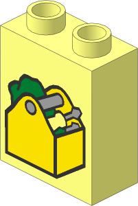Duplo Brick  1 x  2 x  2 with Yellow Toolbox Pattern