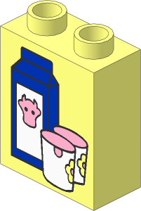 Duplo Brick  1 x  2 x  2 with Milk Carton and Glasses Pattern