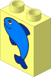 Duplo Brick  1 x  2 x  2 with Fish Large Pattern