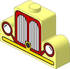 Brick  1 x  4 x  2 with Centre Stud Top with Red/Yellow Car Radiator Type 1 Pattern