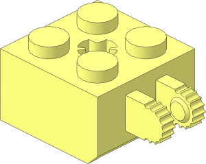 Hinge Brick  2 x  2 Locking with Reduced Axlehole and Dual Finger, 9 Teeth