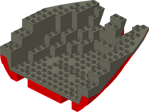 ~_Boat Stern 16 x 14 x  5 & 1/3 Red/Dark Grey (Obsolete)