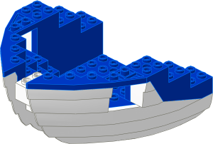 ~_Boat Bow 12 x 12 x  5 & 1/3 White/Blue (Obsolete)