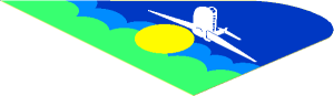 Sticker  2.9 x  4.0 with White Airplane, Yellow Disc and Sky Scene - Right