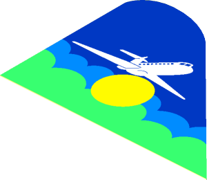 Sticker  2.9 x  4.0 with White Airplane, Yellow Disc and Sky Scene - Left