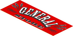 Sticker  2.2 x  5.8 with "GENERAL STORE" Sign and Cereal Ears
