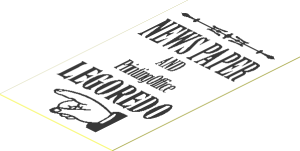 Sticker  1.3 x  0.8 with "NEWS PAPER" Sign and Pointing Hand