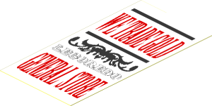 Sticker  1.5 x  0.8 with "WE TRADE GOLD" Sign and Ornament
