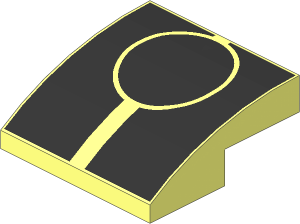 Slope Brick Curved  2 x  2 x  0.667 with Silver "7" in Circles and Black Stripes Pattern