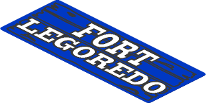 Sticker  2.3 x  5.9 with "Fort Legoredo" Sign
