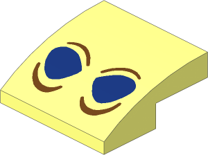 Slope Brick Curved  2 x  2 x  0.667 with Dark Blue Eyes and Medium Azure Eyelids Pattern