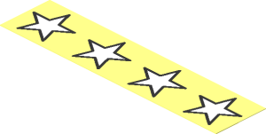 Sticker  0.9 x  3.9 with  4 White Stars with Black Border