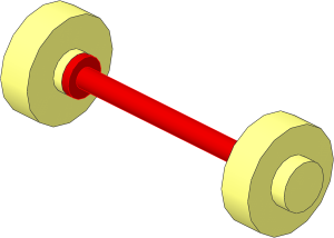~Axle Red with Two Wheels 10 x  3 (Complete)