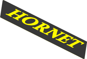Sticker  1.7 x  8.85 Parallelogram with Yellow "HORNET" on Black Background - Skewed Left