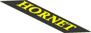 Sticker  1.7 x  8.85 Parallelogram with Yellow "HORNET" on Black Background - Skewed Right