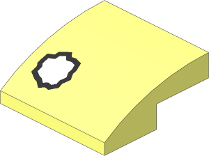 Slope Brick Curved  2 x  2 x  0.667 with Metallic Silver and White Hole Pattern