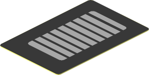 Sticker  1.7 x  1.1 with Light Grey Grille and Black Background