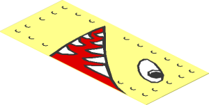 Sticker  1.5 x  3.5 with Eyes and Open Mouth with Pointed Teeth Facing Right