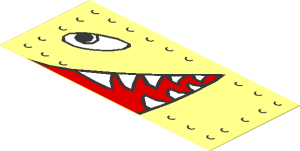 Sticker  1.5 x  3.5 with Eyes and Open Mouth with Pointed Teeth Facing Left