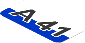 Sticker  1 x  2 with "A41" on White/Blue